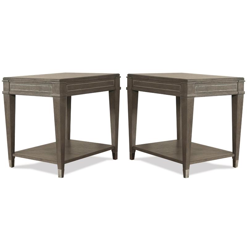 Home Square 20" Wood End Table in Gray Wash Oak Finish Set of 2