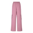 thumbnail image 5 of UAMVSH Wide Leg Cargo Pants for Women Lightweight Fall Outdoor Athletic Pants with Pockets High Waist Hiking Workout Pants(Medium,Pink 1), 5 of 7