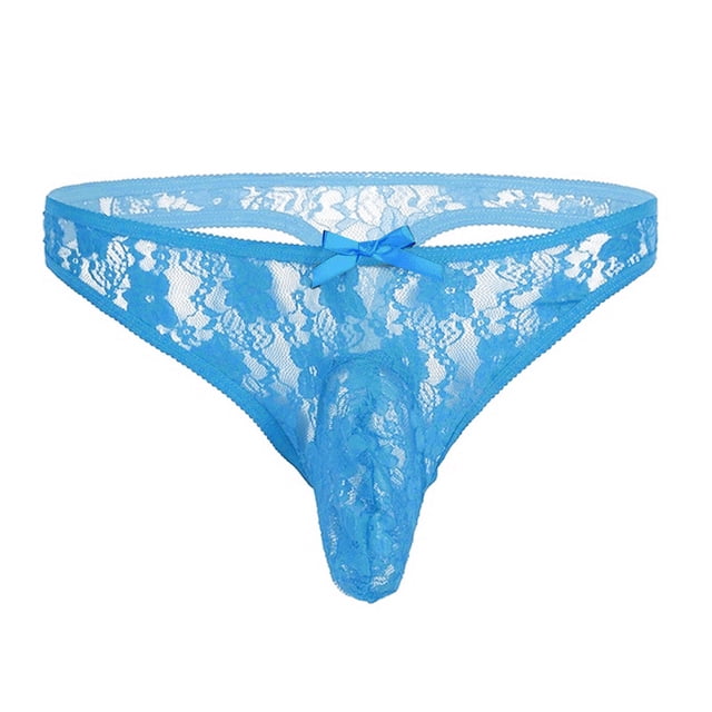 Intimates See Through Semi Men Lingerie Bikini T Back Underwear Floral Lace Briefs M