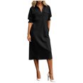 thumbnail image 2 of YuXingFu Mini Dress for Women Maxi Short Sleeve Plus Size Womens Dress Crew Neck for Spring Long Casual Summer Black XXL, 2 of 6