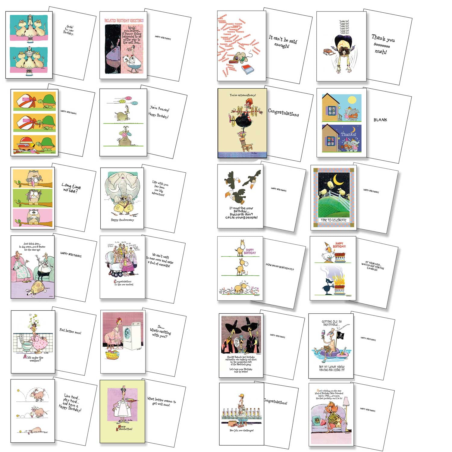 Details about   Assorted Funny Birthday Cards 735 16 Boxed Cards and Envelopes 
