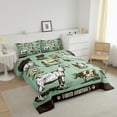 thumbnail image 2 of Vintage Black Green Comforter Set King Horse Highland Bull Bedding Set, Sheep Goat Rooster Bedding Comforter Sets Duck Bird Chicken Duvet Sets Farmhouse Animal Quilted Comforter Farm Style Room Decor, 2 of 6