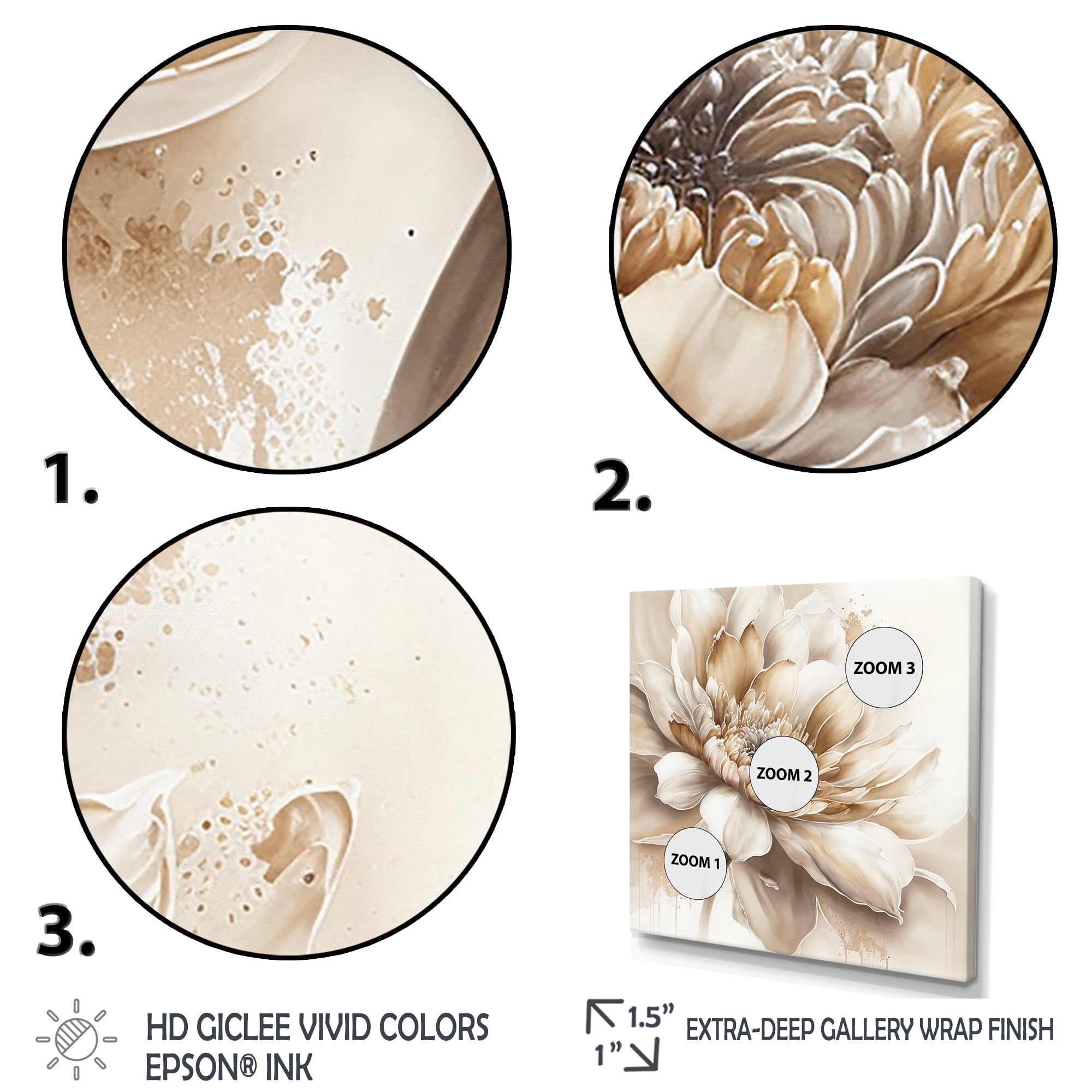 Designart Single Beige Flower III Canvas Wall Art