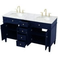 thumbnail image 3 of Elegant Decor Williams 60" Double Marble Top Bathroom Vanity in Blue, 3 of 16