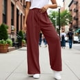 thumbnail image 2 of oqasdz Women Casual Pants High Waist Tied Drawstring Wide Leg Sweatpants with Pockets Comfortable Loose Fit Trousers Versatile Streetwear, 2 of 4