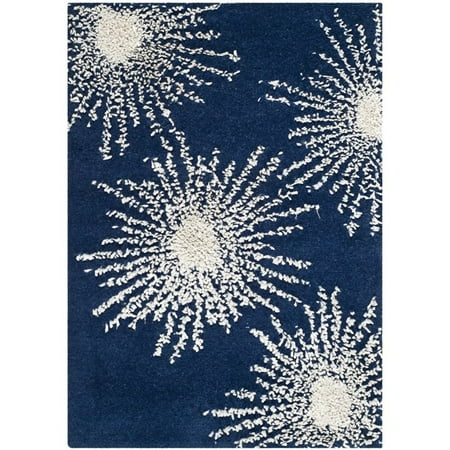 Hand Tufted Wool Rug in Dark Blue