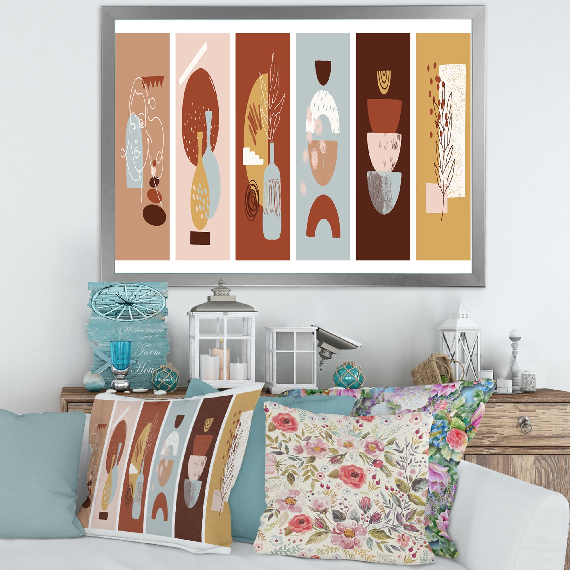 Designart 'Compostion Minimalistic of Organic Shapes V' Modern Framed Art Print