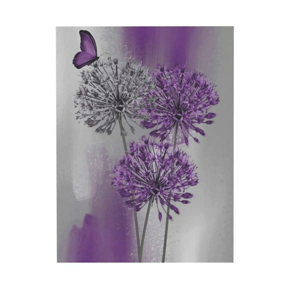 AatoeaX Purple Dandelion Wall Art Purple and Grey Floral with Butterfly Canvas Wall Art Modern Abstract Wall Art Decor for Living Room Bedroom Bathroom Office Ready to Hang