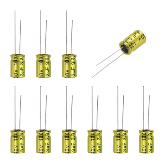 3.3uF 100V Non-Polarized Electrolytic Capacitor, 8mm x 12mm Aluminum Audio Capacitors for DIY Projects Audio Tweeter Frequency Divider Pack of 10