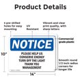 thumbnail image 2 of (2 Pack) Please Help Us Conserve Energy Turn Off OSHA Notice Sign 14 Inch X 10 Inch Plastic Sign, Weather Resistant, UV Protected for Workplace, Business, and Construction Site, Made in, 2 of 8