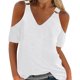 thumbnail image 1 of Gibobby Blusas De Mujer Camisa informal de verano para mujer, blusa con cuello en V y hombros descubiertos, camiseta de manga corta de Color sólido（Blanco， XL), 1 of 4