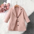 thumbnail image 4 of VEKDONE Girls Wool Blend Peacoat Single Breasted Lapel Mid Long Trench Coat with Pockets Kids Casual Warm Winter Overcoat Pink,4-5Years, 4 of 9