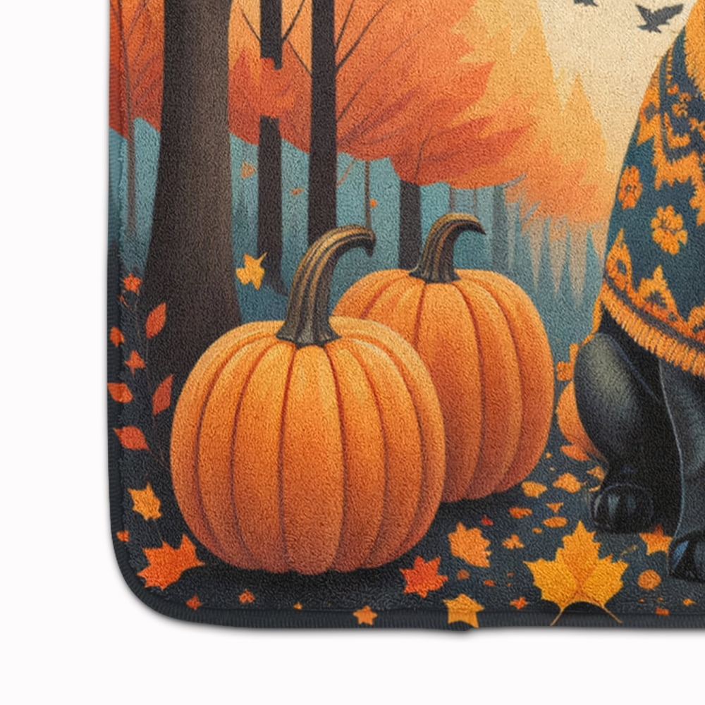 Carolines Treasures DAC1064RUG 19 x 27 in. Unisex Black Pug Fall Memory Foam Kitchen Mat
