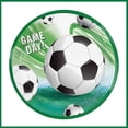 thumbnail image 5 of Juego de vajilla de papel con temática de fútbol, suministros de decoración de pasteles, vasos y platos con patrón de fútbol, favores de fiesta de cumpleaños para niño, 5 of 5