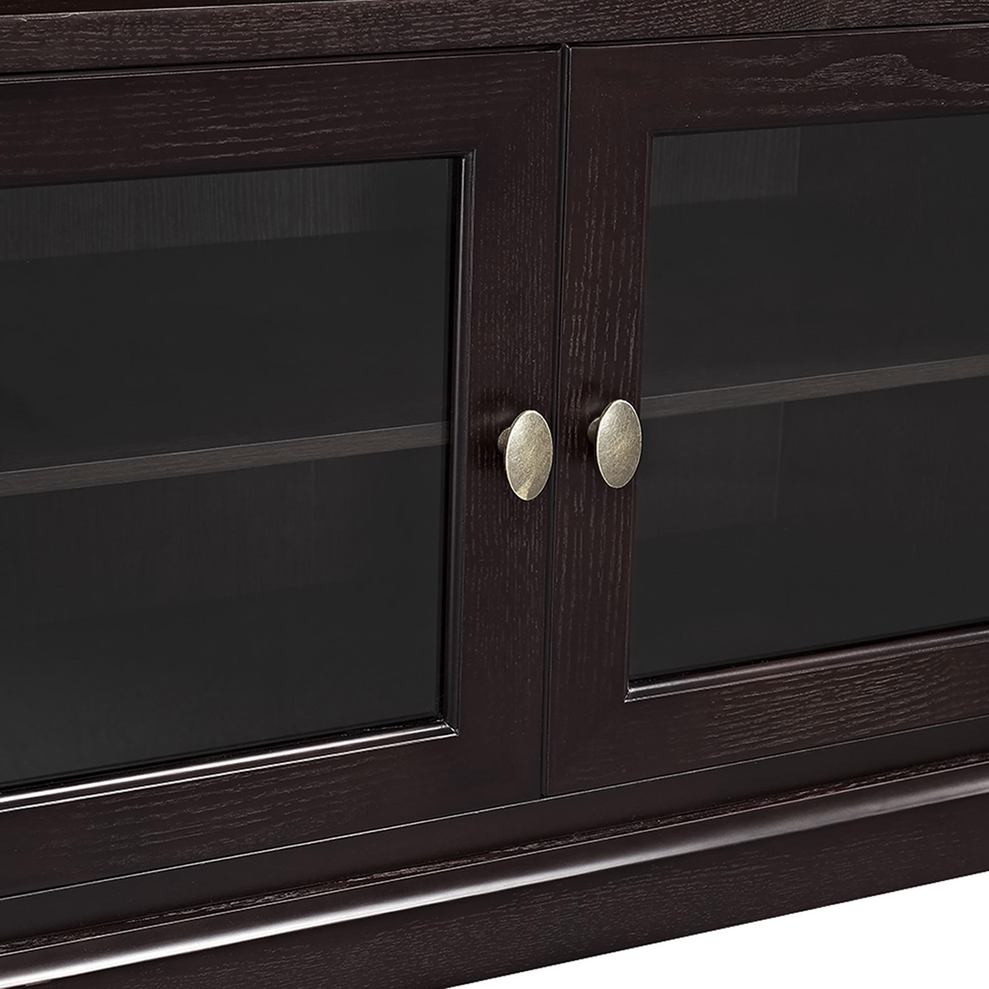 Manor Park Transitional Highboy Glass Door Wood TV Stand, Espresso