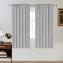 PrimeBeau Natural Linen Blended Rod Pocket Curtains Privacy Added Semi Sheer Window Curtain Drapes Textured Flax Curtains(52" W x 63" L, Dove)