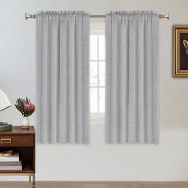 PrimeBeau Natural Linen Blended Rod Pocket Curtains Privacy Added Semi Sheer Window Curtain Drapes Textured Flax Curtains(52" W x 63" L, Dove)