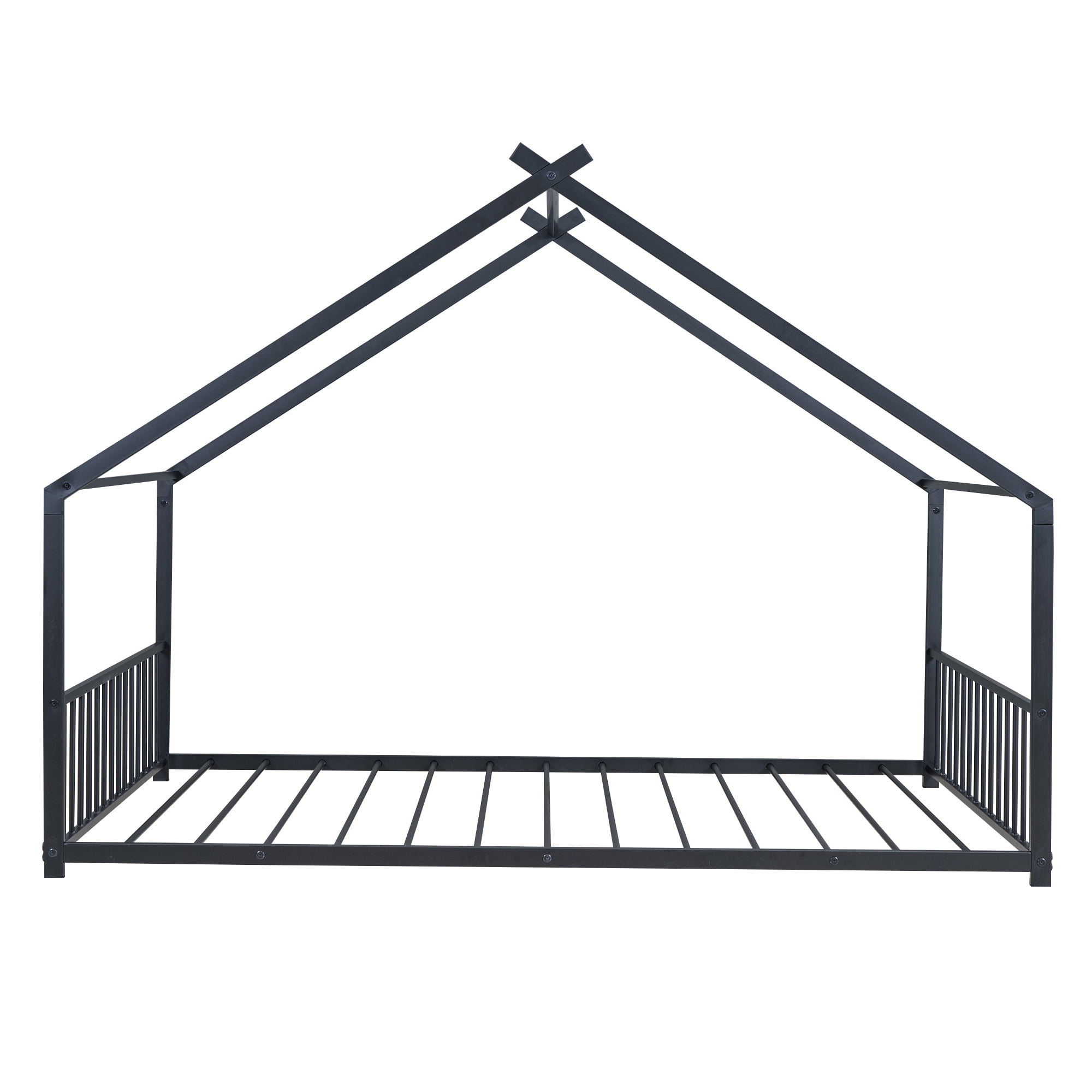 Harper & Bright Designs Full Size Metal House Bed, Black