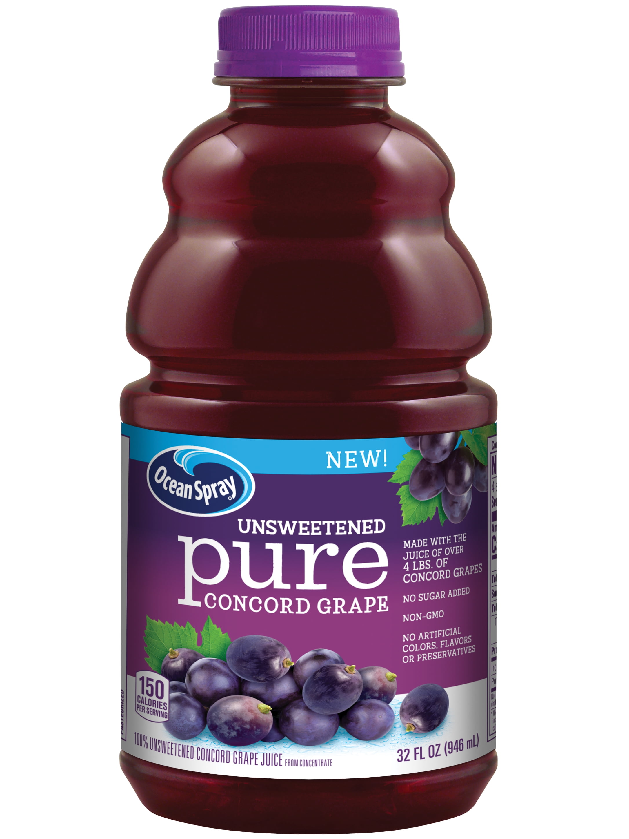 2 Pack Ocean Spray Pure 100 Unsweetened Concord Grape Juice 32oz Walmart Com Walmart Com