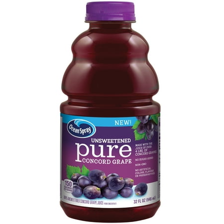(2 pack) (2 pack) Ocean Spray Pure 100% Unsweetened Concord Grape Juice, 32oz