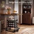 thumbnail image 6 of Finmind Kitchen Island with 3 Shelves, 39.4 Inches Width Kitchen Shelf with Large Worktop, Glass Holder, Wine Rack, Stable Metal Frame, Rustic Brown and Black, 6 of 11
