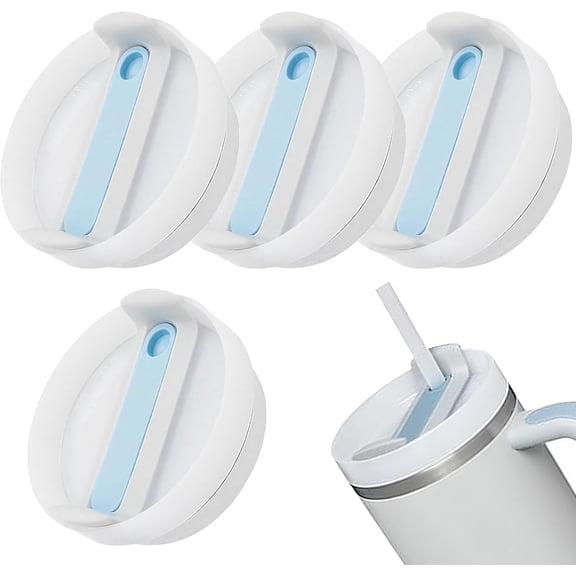 4 Pack Tumbler Lid Replacement for 40 oz Stanley Cup, Spill Proof Clear Replacement Lids Fit for Stanley Travel Tumbler, Reusable Accessorie Cover Blue