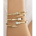 thumbnail image 3 of JewelStop 14K Two Tone Gold, Turquoise & 0.05ct Diamond Wrap Bangle with Diamond Cut Textured Finish - 10gr, 3 of 5