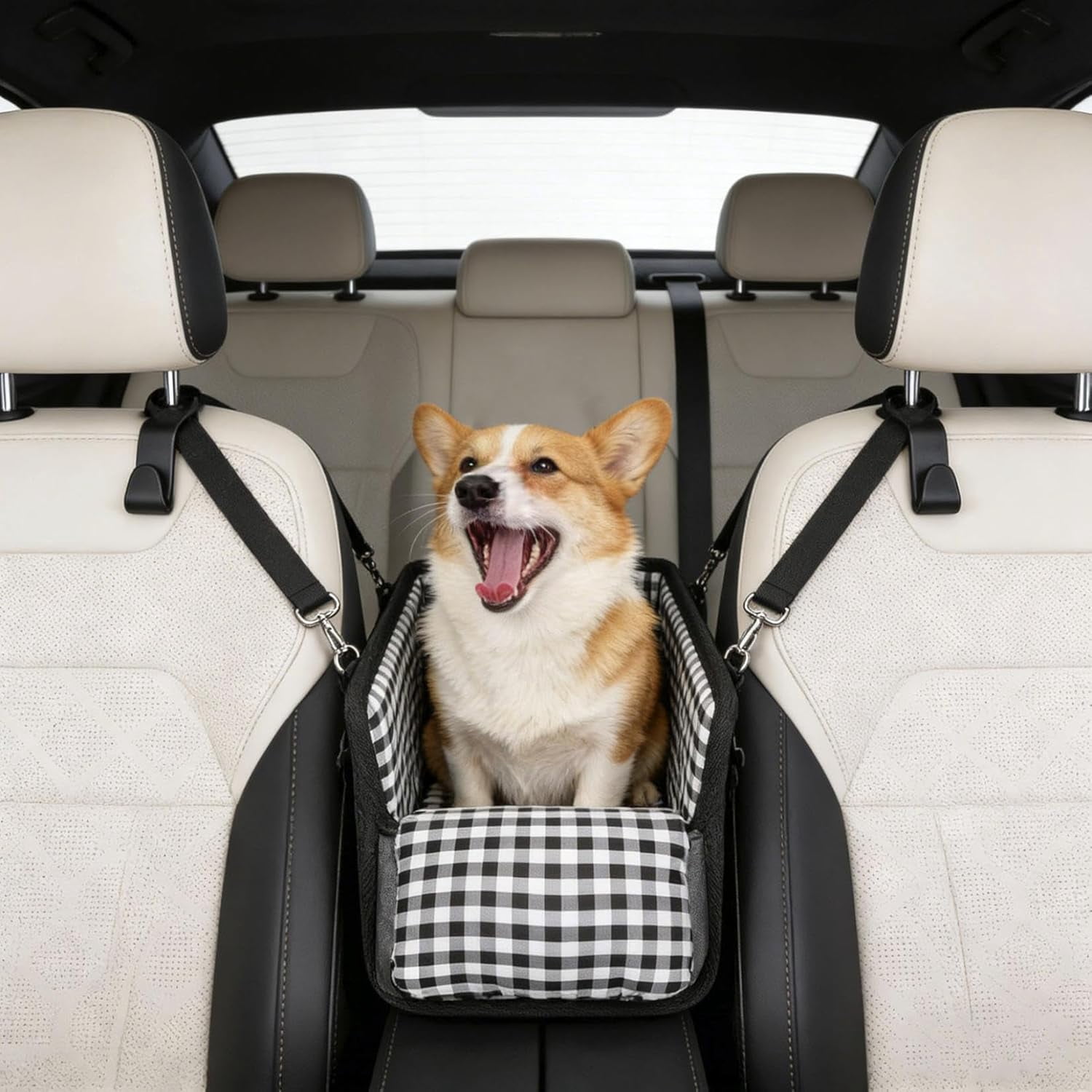 Console Dog Car Seat with Washable Cover and Cushion for Small Dogs