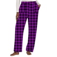 thumbnail image 5 of Women's Flannel Plaid Pajama Pants Elastic Waist Casual Fuzzy Comfy Fleece Lounge Bottoms with Pockets, 5 of 5