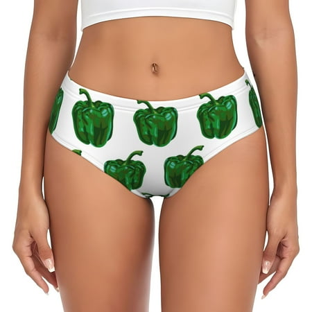 Womens Underwear - Bell Pepper Pattern green No Show Seamless Underwear for Women  Kawaii Soft Stretch Women s Panties  Hipster Ladies Panties Bikini Underwear Briefs