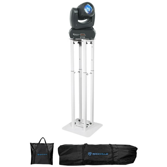 Rockville Rock Beam DC DJ Club Stage Pro Moving Head Light White Totem Stand