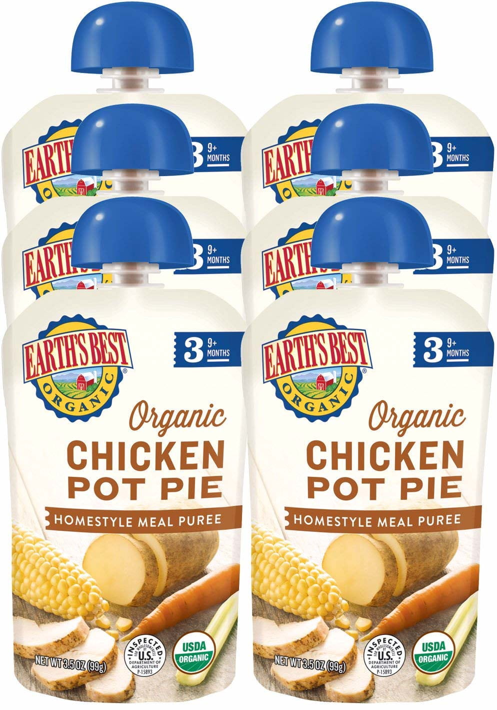 earth's best organic stage 3 baby food chicken pot pie dinner
