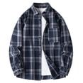 thumbnail image 2 of UVEASISHA Plaid Button Down Shirts for Men Long Sleeve Flannel Shirt Jacket Big and Tall Casual Regular Fit Lightweight Shacket with Pocket Sales Today,Navy,3XL, 2 of 4