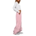 thumbnail image 3 of Franhais Women Casual Pants with Elastic Waist Drawstring, Solid Color Loose Version Clothing, 3 of 7