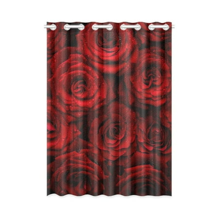 Mkhert Red Roses Blackout Window Curtain Drapes Bedroom Living
