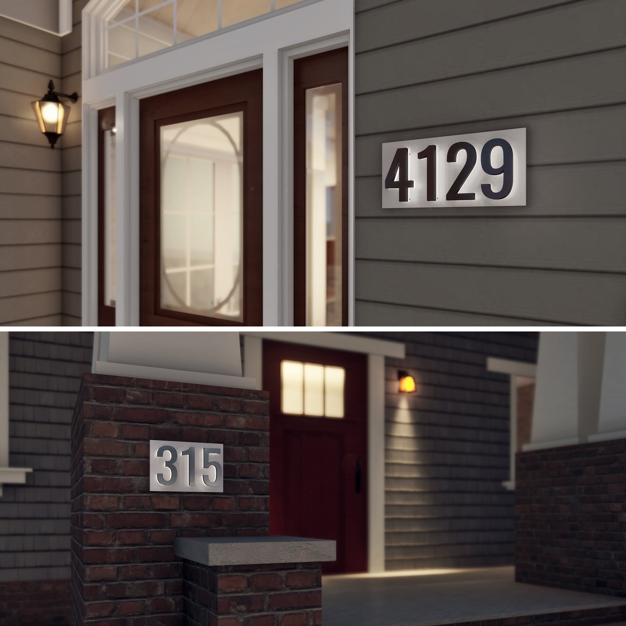 7-Inch LED Backlit Address Number for House - Waterproof Outdoor Stainless Steel Sign, 6000K Bright White Light, 12V Powered, Mounting Plate Sold Separately (Black, Number 1)