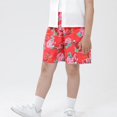thumbnail image 2 of CPNG Children's Boys Summer Casual Shorts Chinese Flower Graphic Printed Shorts Elastic High Waist Loose Fit Shorts(Red,6-7 Years), 2 of 7