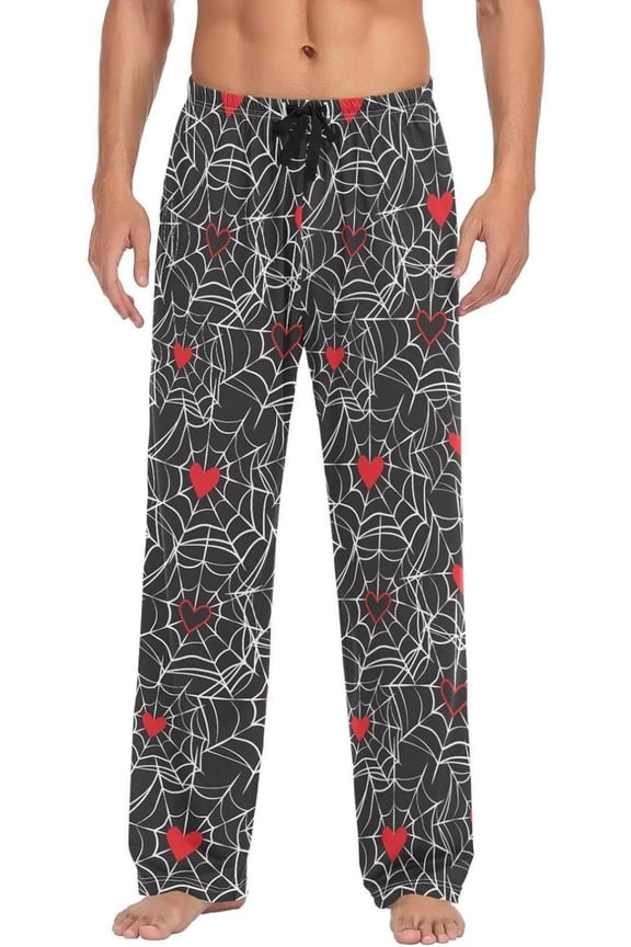 Spider Web Pajama Pants, Men's Drawstring Lounge Pants, Casual Pajama Bottoms with Pockets, Christmas New Year Birthday Gifts, Medium