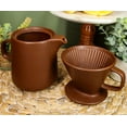 thumbnail image 3 of Brown Porcelain Coffee Maker Carafe Pot With Pour Over Dripper Filter Cup Set, 3 of 10