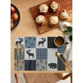 thumbnail image 2 of Elk Bear Jungle Animal Shadow Placemats Set of 4,Wipeable Washable Table Mats for Dining Tables,Retro Blue Plaid Place Mats for Kitchen Event Party Tabletop Decor, 2 of 7