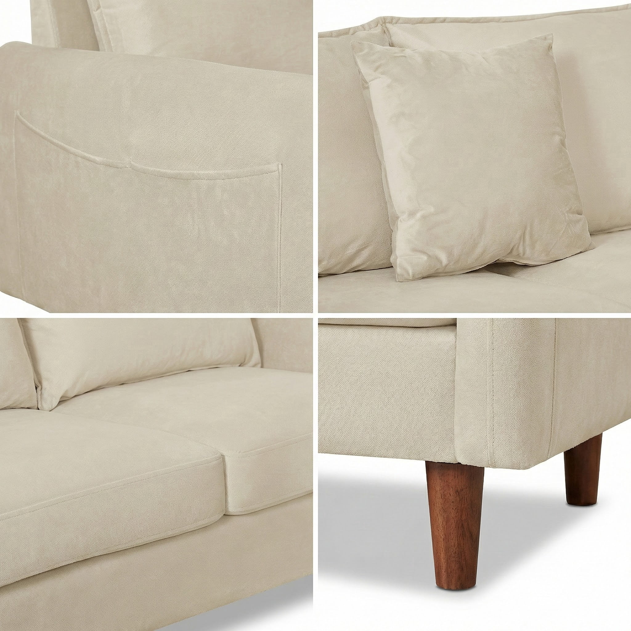 56.1" Modern Mid-Century Loveseat, Velvet Upholstery,Compact Sofa with Wooden Legs