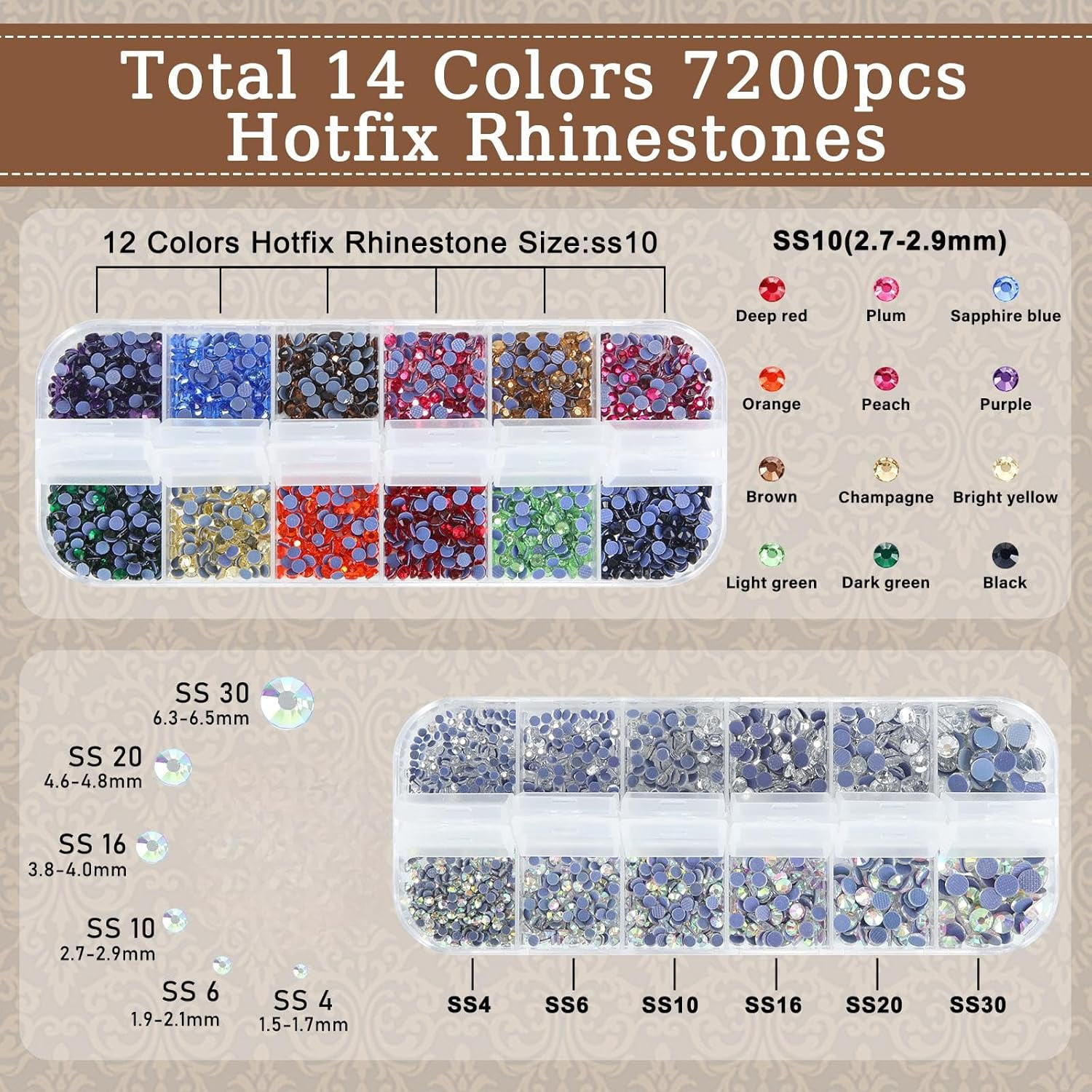 11.8'' x 2 Yard Flock Rhinestone Kit Includes 14 Colors Hotfix Rhinestones Black Self Adhesive Flocking Template Material Flock Squeegee for Heat Transfer Crafts