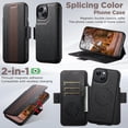 thumbnail image 6 of for iPhone 13 Flip Protective Lychee Texture PU Leather TPU Case, Stylish Wireless Charging Luxury Detachable Magnetic Card Pocket Cash Slots Shockproof Kickstand Phone Case Cover, Brown, 6 of 6