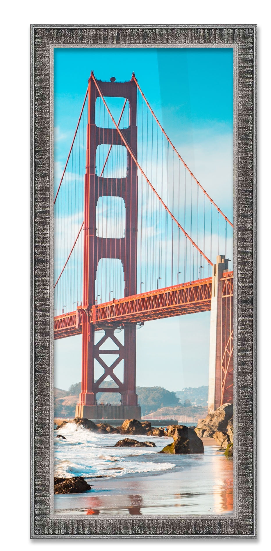 Portico 5x3.5 Metallic Silver Lustre Picture Box Frame Wall Poster Mount Photo 