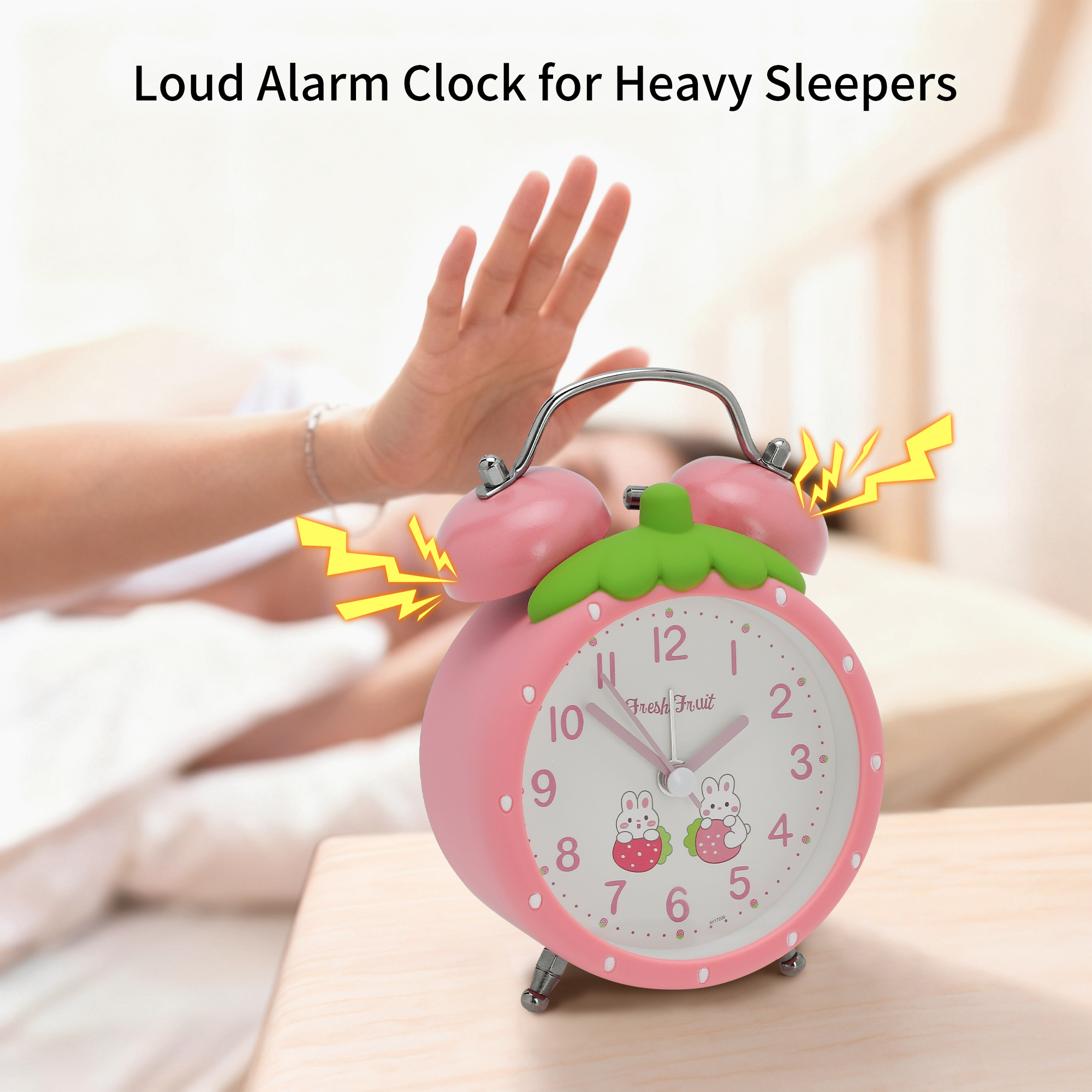 Unique Bargains Traditional Dual Bell Design Loud Alarm Light Pink 3.5"L x 2.4"W x 4.7"H