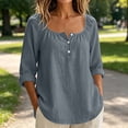 thumbnail image 6 of VBVC Women's Cotton Linen Square Neck Tunic Tops , Casual Long Sleeve Shirts For Women , Ladies' Lightweight Blouses with Pockets,Gray,S-2XL, 6 of 8