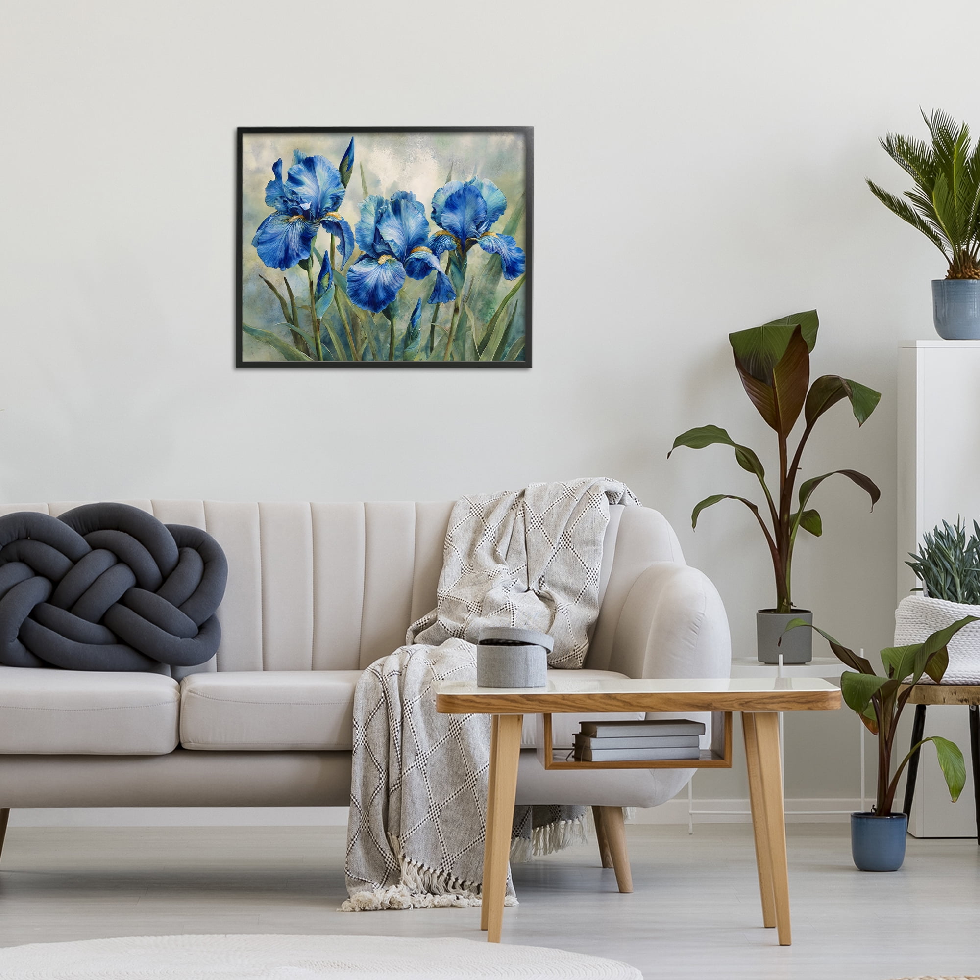 Stupell Industries Drawn Blue Iris Flowers Black Framed Giclee Art, design by Franklyn Gregory