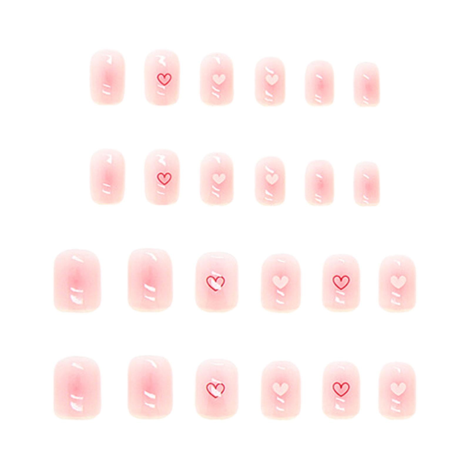 Gazechimp 6X 24Pieces Valentine's Day Press on Nails Red White Hearts Removable Practical