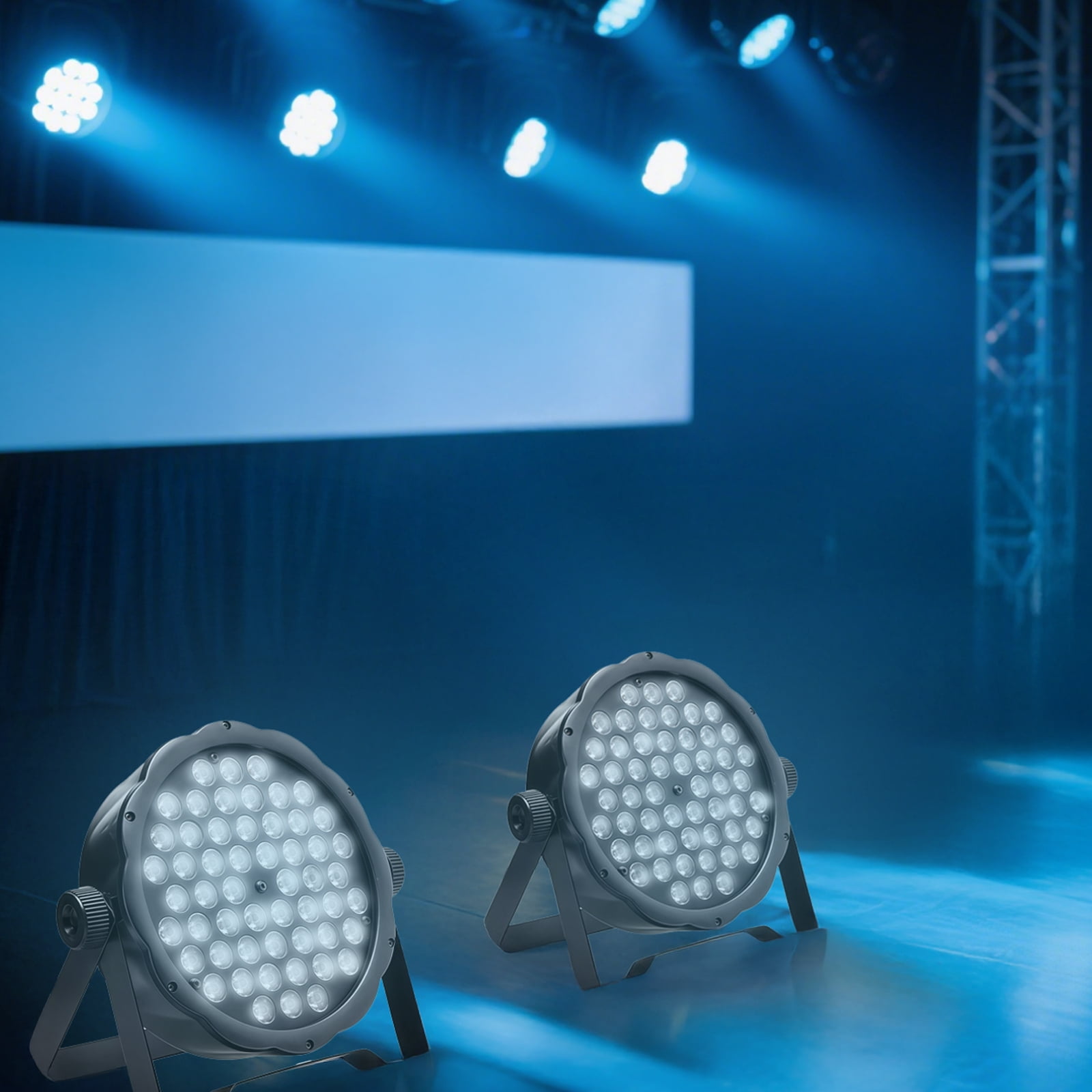 RGBW DMX PAR Can Light, 54 LED Stage Lighting with Sound Activation, Adjustable Brightness, for DJ, Band, Club, Party, Event, Black Steel Housing