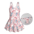 thumbnail image 5 of Xoenoiee Rabbit Bunny Egg Floral Leaves Print Girls One Piece Swimsuits Easter Sleeveless Bathing Suit for Kids Hawaiian Swimwear Tankini with Skirt Swim Dress, Size 3-4 Years, 5 of 7